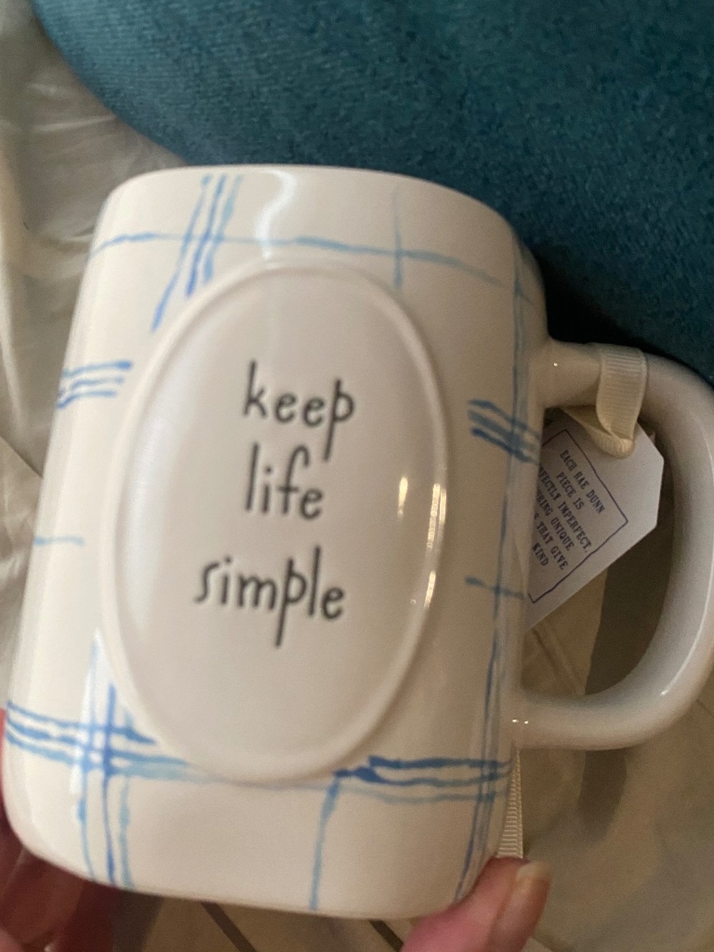 NWT Rae Dunn "Keep Life Simple" Stripe Ceramic Coffee Mug